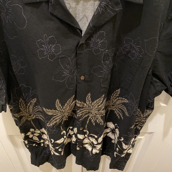VTG‎ RJC Hawaiian Shirt 2XL Made in USA Black Purple Brown Palm Trees Floral - Picture 5 of 7
